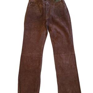 SAGUARO 10 Chocolate Brown Suede Leather High Waist 5-Pocket Jeans Pants NWT